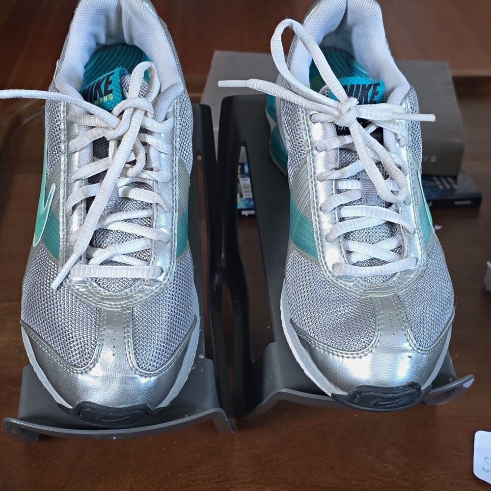 Nike Shox Zip Men’s Low Top Lace-Up Mesh Athletic Sneakers Silver Teal